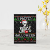 Carte Funny I Prefer Halloween Skeleton Ugly Christmas S (Fleur jaune)