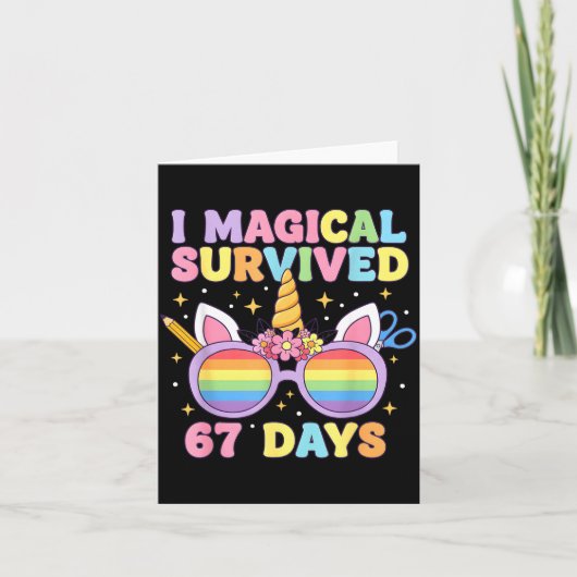 Carte Funny I Survived 67 Days Of School Cat Teachers St (Devant)