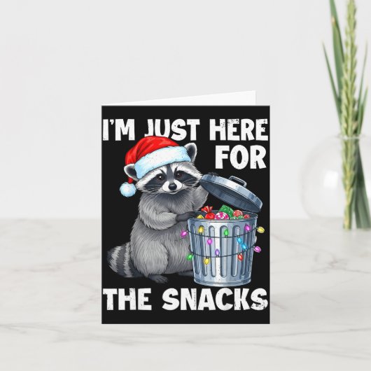 Carte Funny I'm Just Here For The Snacks Raccoon Christm (Devant)