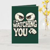 Carte Funny "I'M WATCHING YOU" Retro Eyes Greeting Card  (Fleur jaune)