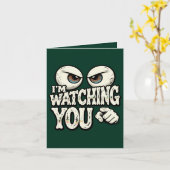 Carte Funny "I'M WATCHING YOU" Retro Eyes Greeting Card  (Fleur jaune)