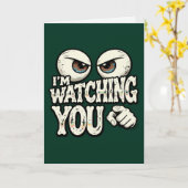 Carte Funny "I'M WATCHING YOU" Retro Eyes Greeting Card (Fleur jaune)