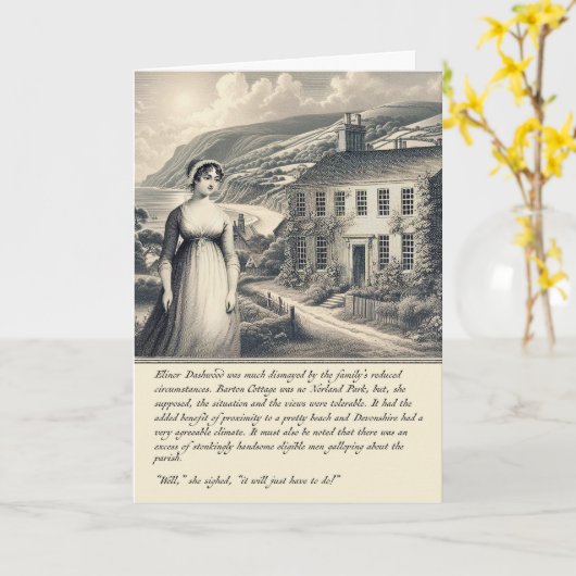Carte Funny Jane Austen Sense and Sensibilisation Card (Fleur jaune)