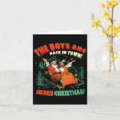 Carte Funny Jesus Santa The Boys Are Back In Town Merry  (Fleur jaune)
