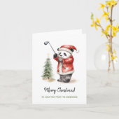 Carte Funny jeu de golf Panda Noël (Fleur jaune)
