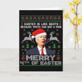 Carte Funny Joe Biden Christmas Santa Hat Merry 4th Of E (Fleur jaune)