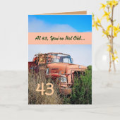 Carte FUNNY Joyeux 43ème anniversaire - Camion Orange Vi (Fleur jaune)