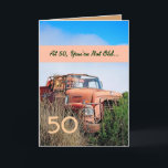 Carte FUNNY Joyeux 50e anniversaire - Camion Orange Vint<br><div class="desc">Cette carte avec son camion vintage dans un champ est une façon amusante de souhaiter un joyeux anniversaire à un gars très spécial.  Tout le texte est personnalisable.  Une carte amusante et unique !</div>