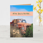 Carte FUNNY Joyeux 54ème anniversaire - Camion Orange Vi (Fleur jaune)