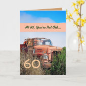 Carte FUNNY Joyeux 60e anniversaire - Camion Orange Vint (Fleur jaune)