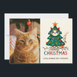 Carte Funny Joyeux Meowy Photo de Noël<br><div class="desc">Noël Joyeux Et Lumineux</div>