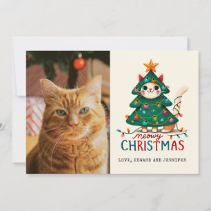 Carte Funny Joyeux Meowy Photo de Noël
