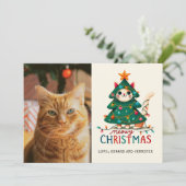 Carte Funny Joyeux Meowy Photo de Noël (Debout devant)