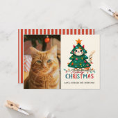 Carte Funny Joyeux Meowy Photo de Noël (Devant/Arrière en situation)
