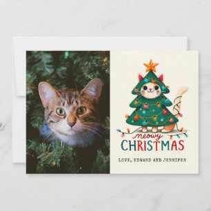 Carte Funny Joyeux Meowy Photo de Noël
