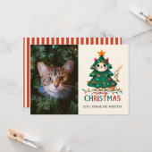 Carte Funny Joyeux Meowy Photo de Noël (Devant/Arrière en situation)
