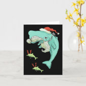 Carte Funny Joyeux Noël Baleine de l'océan Père Noël (Fleur jaune)