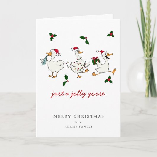 Carte Funny Just A Jolly Goose Silly Santa Christmas (Devant)