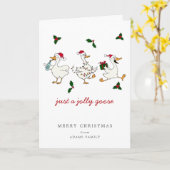 Carte Funny Just A Jolly Goose Silly Santa Christmas (Fleur jaune)