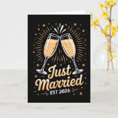 Carte Funny Just Married Newlywed Honeymoon Couple 2026  (Fleur jaune)