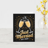 Carte Funny Just Married Newlywed Honeymoon Couple 2026 (Fleur jaune)