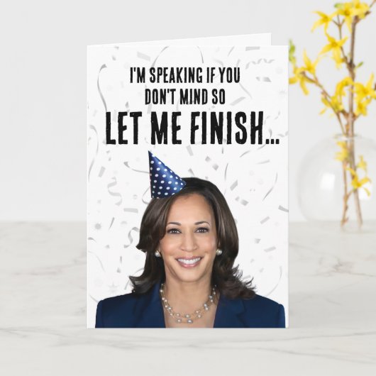 Carte Funny Kamala Harris Anniversaire - Je parle (Fleur jaune)