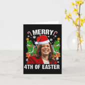Carte Funny Kamala Harris Noël Santa Hat Joyeux 4e (Fleur jaune)
