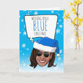 Carte Funny Kamala : Je vous souhaite un Noël bleu (Fleur jaune)