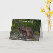 Carte Funny Kangaroo Je T'Aime (Fleur jaune)