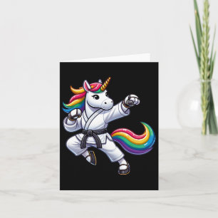 Carte Funny Karate Unicorn Ceinture noire Athlète Garçon