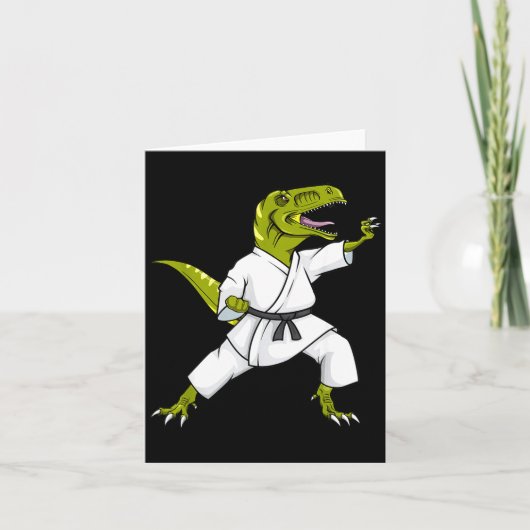 Carte Funny Karatesaurus T-rex Dinosaur Karate Samurai D (Devant)