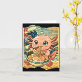 Carte Funny Kawaii Axolotl Ramen Noodle Bowl Japanese Wa (Fleur jaune)