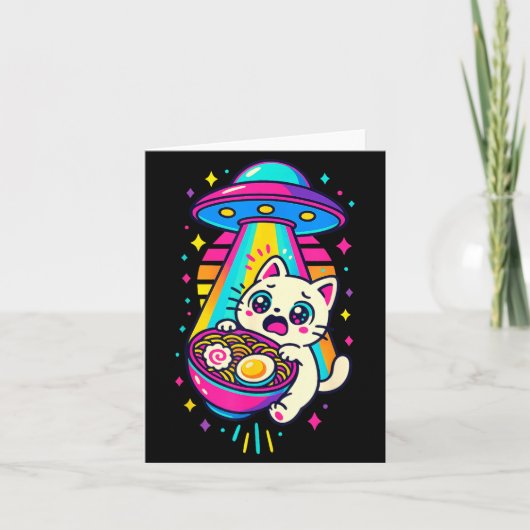 Carte Funny Kawaii Cat Ramen Ufo Japanese Anime Women Gi (Devant)