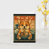 Carte Funny Kawaii Ramen Corgi Japanese Noodles Corgi Ea (Fleur jaune)