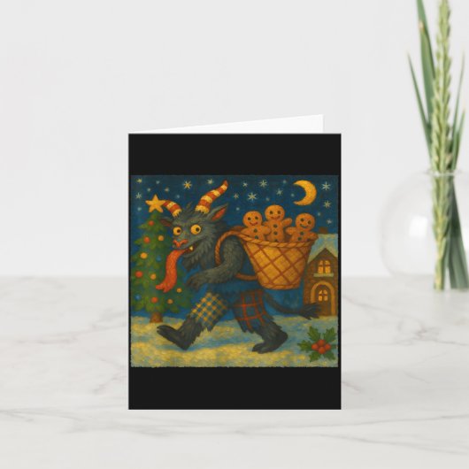 Carte Funny Krampus Gingerbread Night Festive Creepy Hol (Devant)