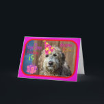 Carte Funny Labradoodle happy birthday greeting card<br><div class="desc">Adorable and precious Labradoodle all ready to slobber you with wet birthday kisses.</div>