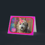 Carte Funny Labradoodle happy birthday greeting card<br><div class="desc">Adorable and precious Labradoodle all ready to slobber you with wet birthday kisses.</div>