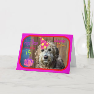 Carte Funny Labradoodle happy birthday greeting card
