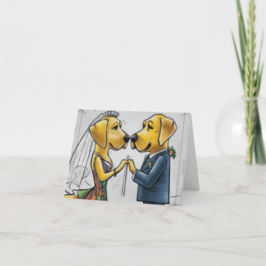 Carte Funny Labrador Retriever Chien Mariage Art (Devant)