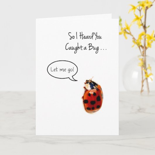 Carte Funny Ladybug Se Bien, Attraper Et Sortir (Fleur jaune)