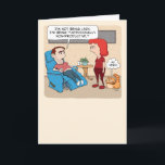 Carte Funny Lazy Guy est là pour chatter Anniversaire<br><div class="desc">Voici une drôle de carte d'anniversaire de dessin animé avec un gars qui explique qu'il n'est pas paresseux, juste "intentionnellement improductif", ce qui en fait un héros pour le chat de la famille. Une carte parfaite pour les amateurs de chats et de paresse ! Merci pour le choix de cette...</div>