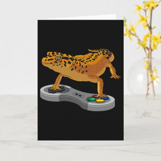 Carte Funny Leopard Gecko Beared Dragon Cool cadeau enfa (Fleur jaune)