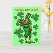 Carte Funny leprechaun happy (Fleur jaune)