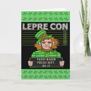 Carte Funny Leprechaun Leprecon Mugshot