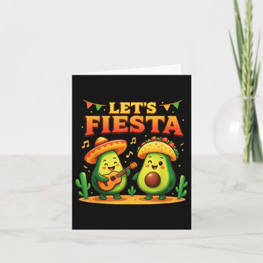 Carte Funny Lets Fiesta Avocado & Tacos Cinco De May (Devant)