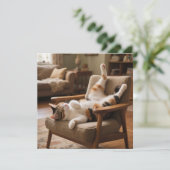 Carte Funny Life's Short Laugh Faster Sleeping Cat Card (Debout devant)