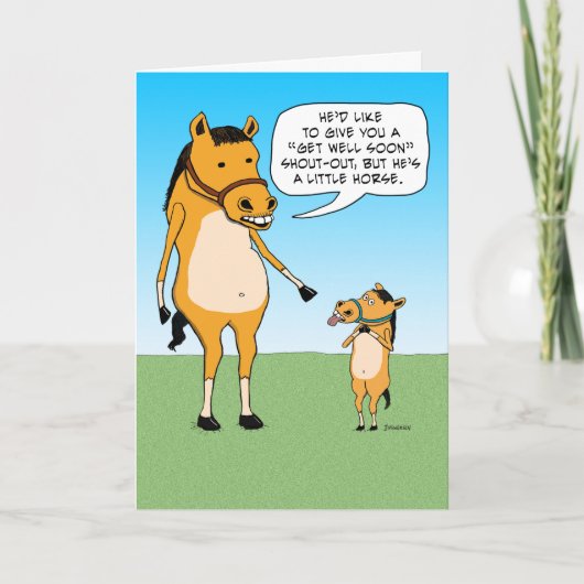 Carte Funny Little Horse Get Well (Devant)