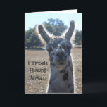 Carte Funny Llama Birthday Card, I speak fluent llama<br><div class="desc">Funny Llama Birthday Card,  I speak fluent llama humorous thday wishes for your favorite llover of llamas !</div>