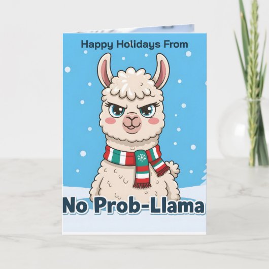 Carte Funny Llama No Prob-Llama Photo Christmas (Devant)