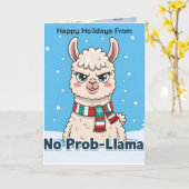 Carte Funny Llama No Prob-Llama Photo Christmas (Fleur jaune)